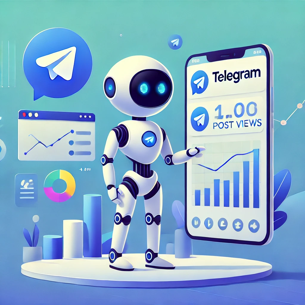a Telegram bot boosting post views with analytics, highlighting advanced features for enhancing Telegram channel engagement.