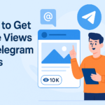 A creative infographic illustrating strategies to increase Telegram post views in 2025, featuring engaging visuals like @Eagleviewsbot, multimedia tips, and cross-platform promotion for content creators and businesses.