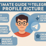 A creative infographic summarizing key tips for managing your Telegram profile picture, including privacy settings, using animated stickers or videos, managing multiple images, and creating a custom avatar for a standout digital identity.