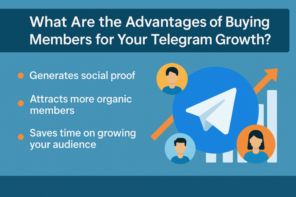 Discover the top benefits of buying Telegram members to grow your channel. This infographic highlights how social proof, organic traction, and time-saving strategies can accelerate your Telegram success.