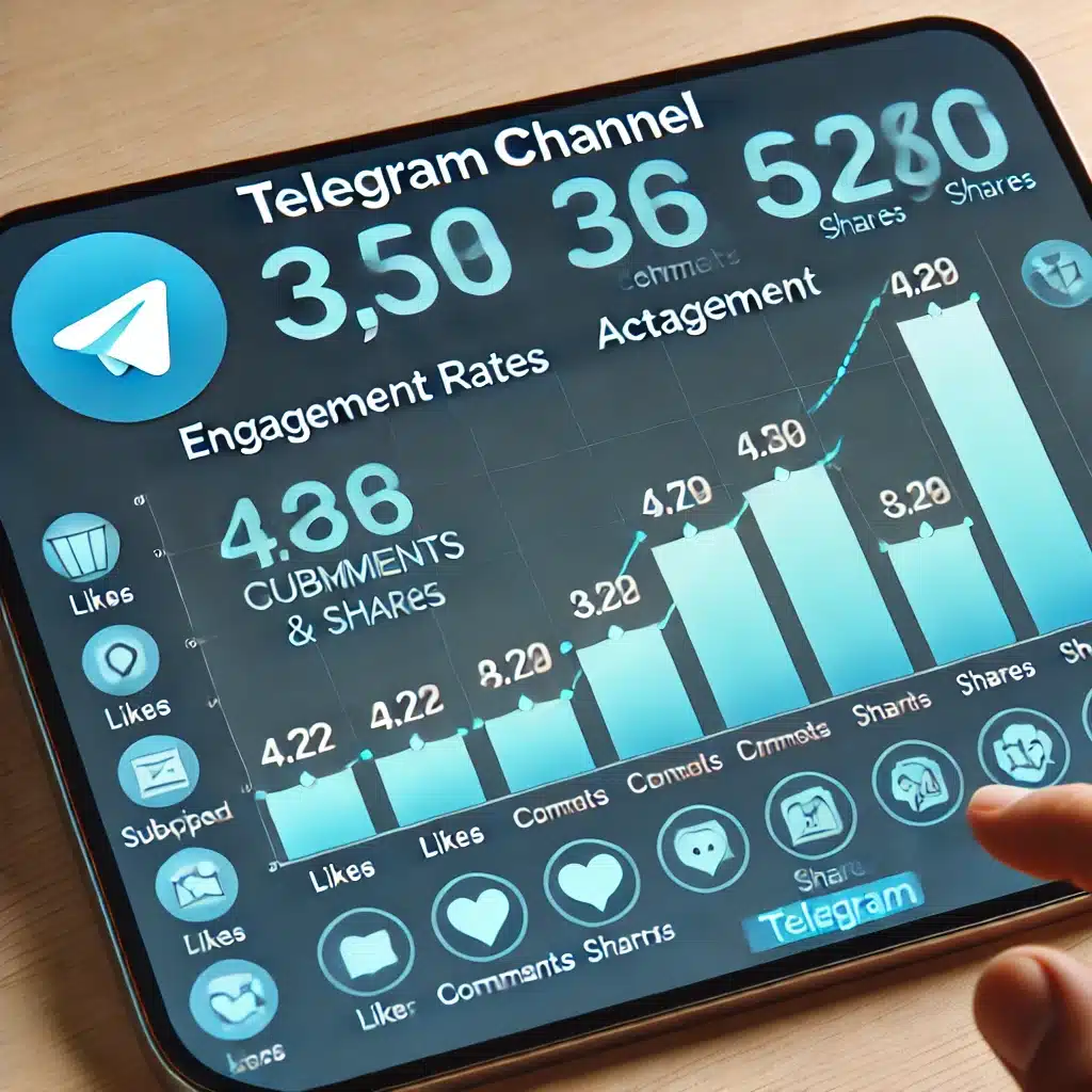 Telegram channel analytics showing high subscriber count with low engagement rates, highlighting the disparity caused by inactive bought members.