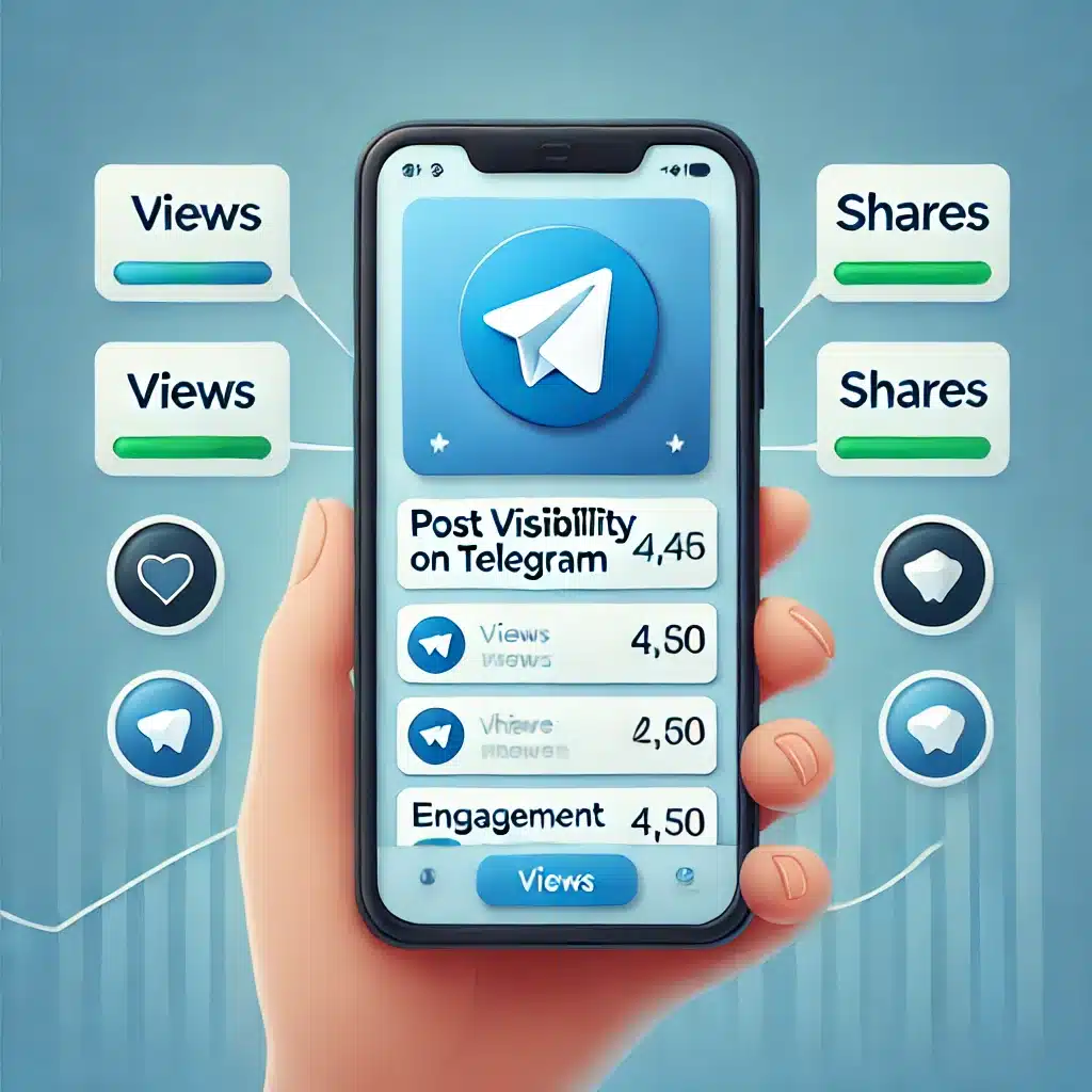 A mobile phone displaying a Telegram post with high views, representing the importance of post visibility on Telegram.