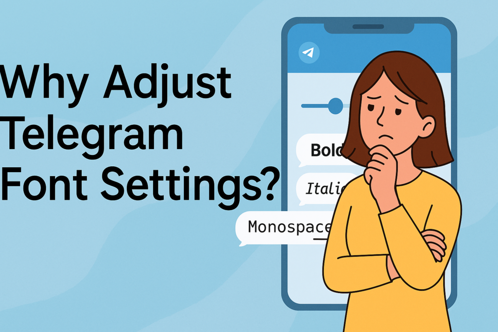 A creative infographic explaining why users might want to adjust Telegram font settings, highlighting benefits like improved readability, customization, and text formatting options for a better messaging experience across devices.