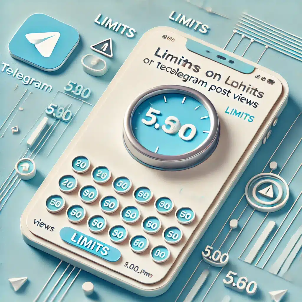 Telegram post with a capped number of views and warning symbols indicating limits on shared views when purchasing Telegram post views, representing restrictions in purchased views.