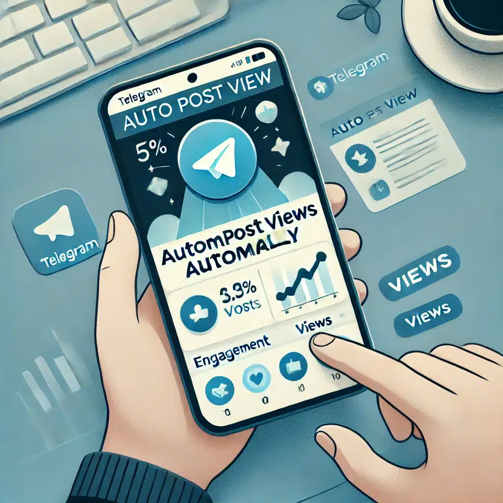 A person using a smartphone with an auto post view feature, showcasing how automatic views boost Telegram posts.