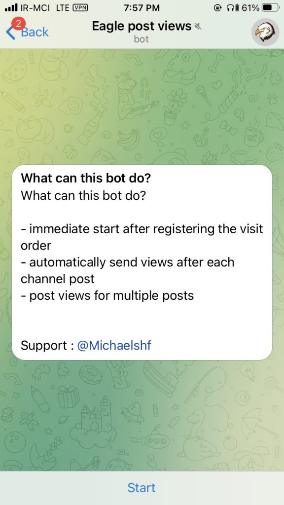 @Eagleviewsbot, A bot for Telegram views